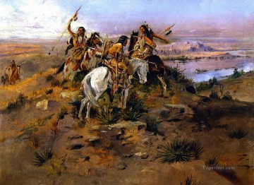 indians discovering lewis and clark 1896 Charles Marion Russell American Indians Oil Paintings
